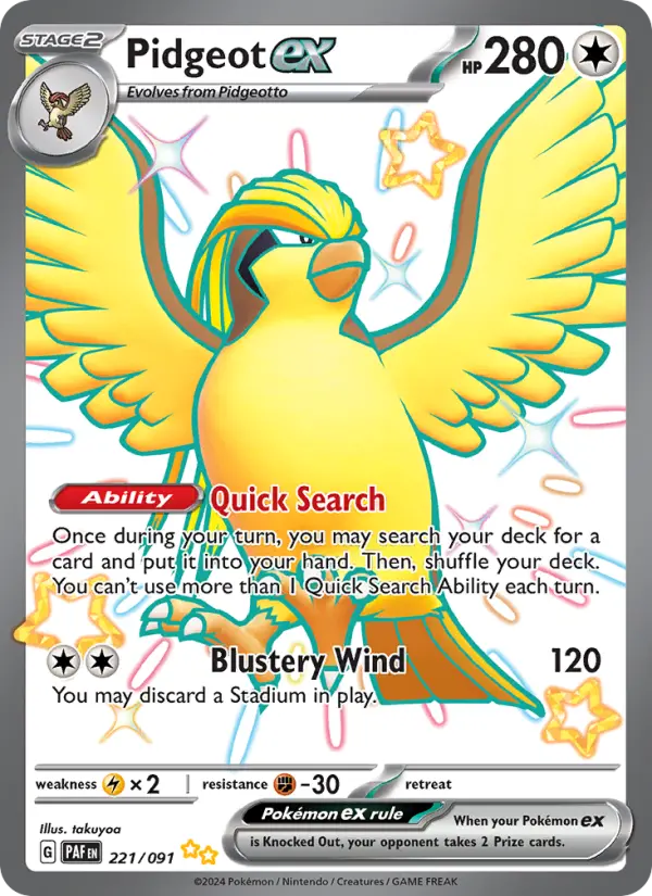 Pidgeot ex 221 — Paldean Fates 221, Holofoil finish