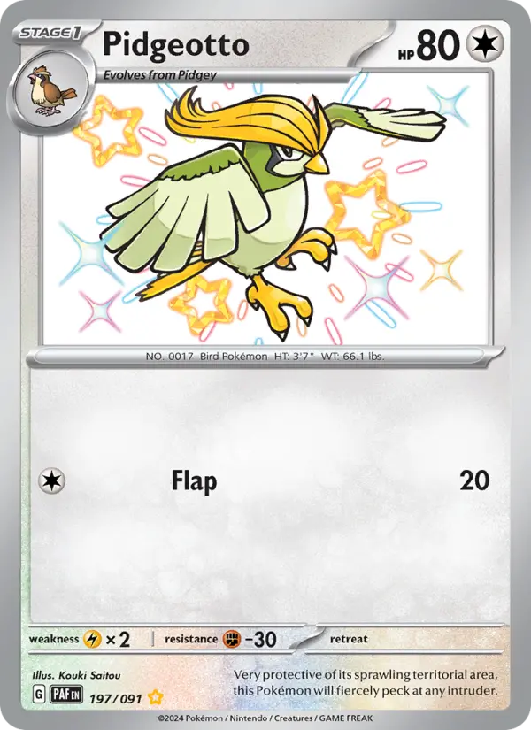Pidgeotto 197 — Paldean Fates 197, Holofoil finish