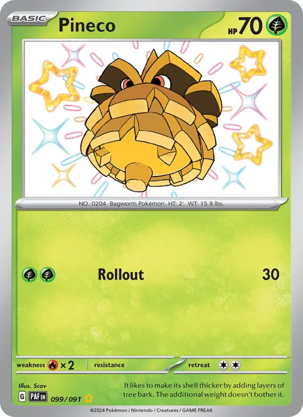 Pineco 99 — Paldean Fates 99, Holofoil finish