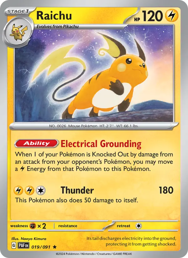 Raichu 19 — Paldean Fates 19, Holofoil finish