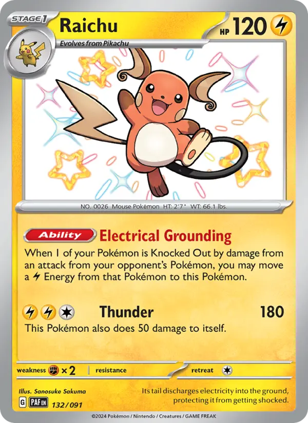 Raichu 132 card from Paldean Fates