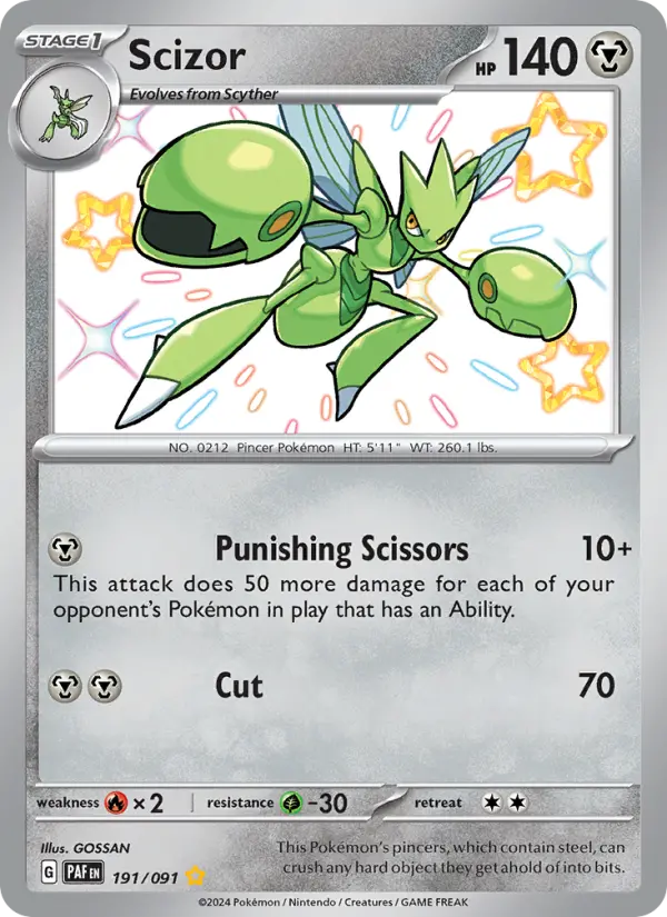 Scizor 191 — Paldean Fates 191, Holofoil finish