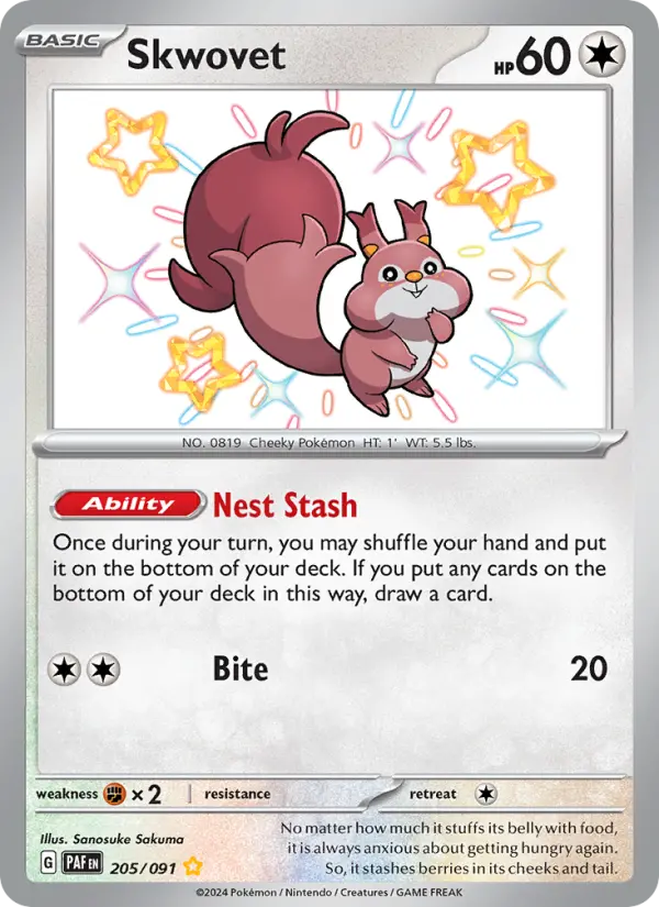 Skwovet 205 — Paldean Fates 205, Holofoil finish