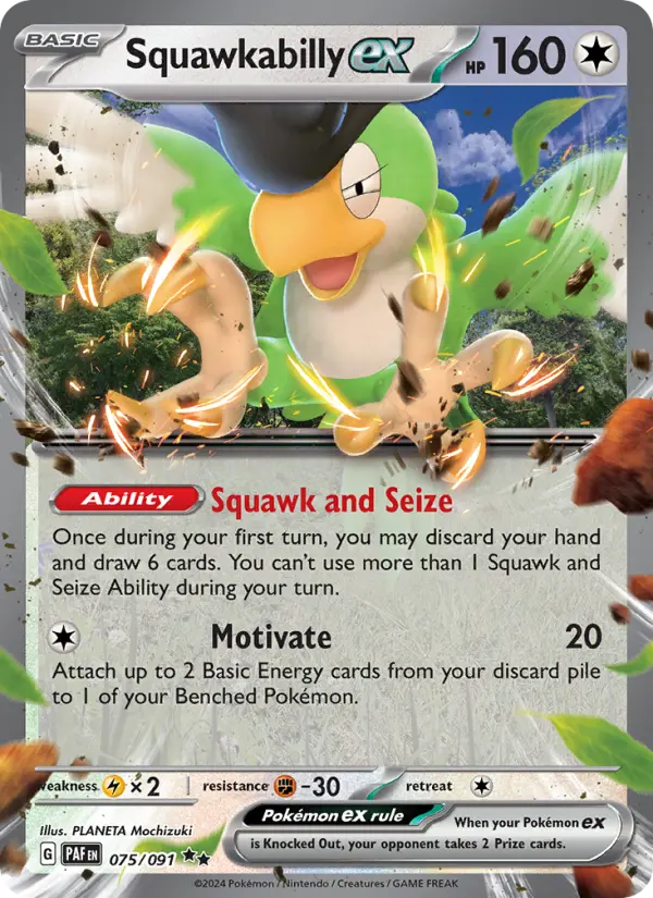 Squawkabilly ex 75 card from Paldean Fates