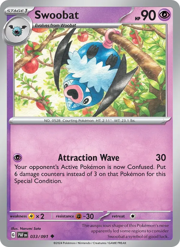 Swoobat 33 — Paldean Fates 33, Normal finish
