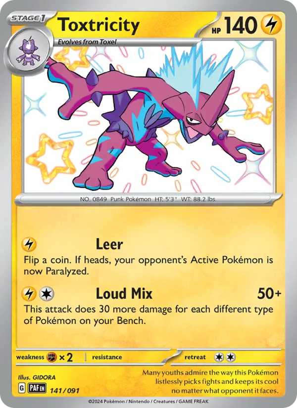 Toxtricity 141 — Paldean Fates 141, Holofoil finish