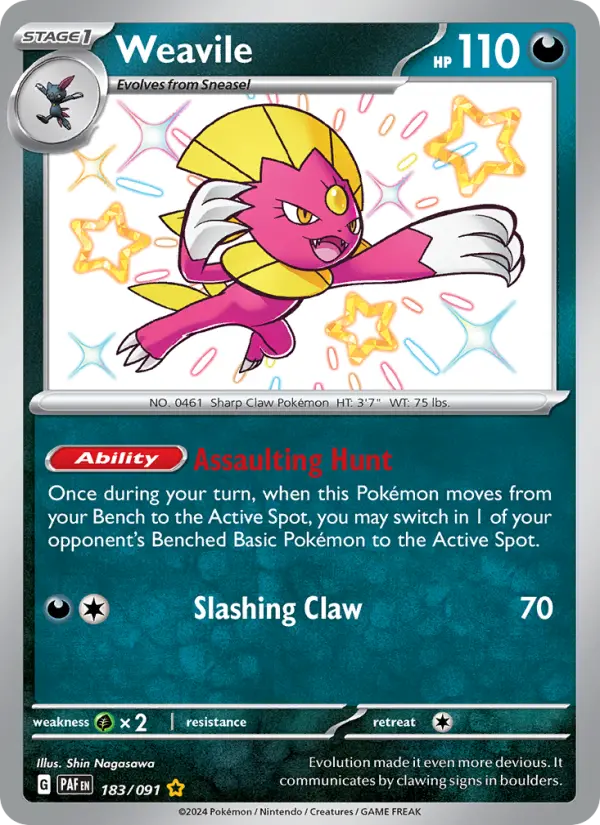 Weavile 183 card from Paldean Fates
