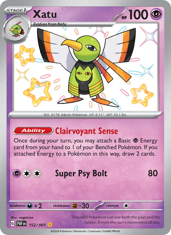 Xatu 152 — Paldean Fates 152, Holofoil finish
