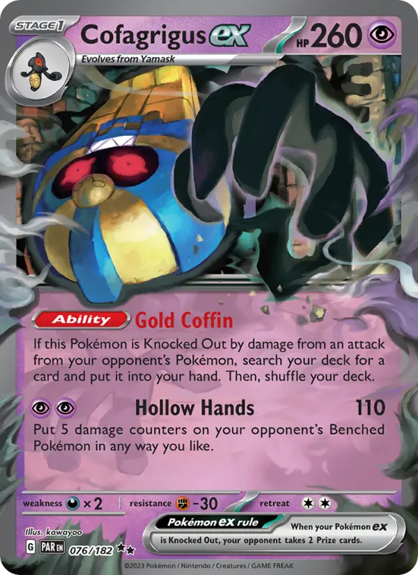 Cofagrigus ex 76 — Paradox Rift 76, Holofoil finish