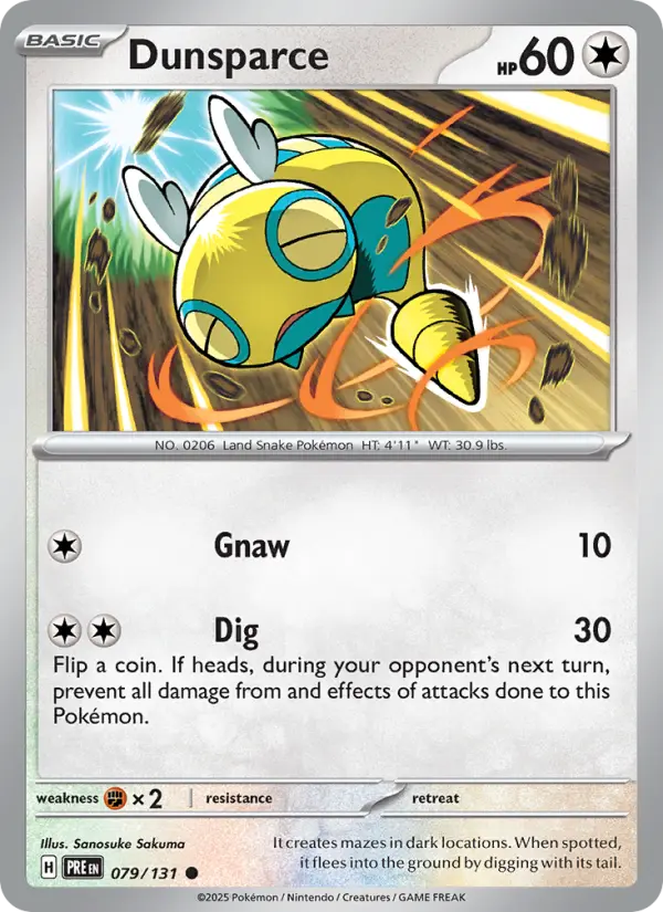 Dunsparce 79 — Prismatic Evolutions 79, Holofoil finish