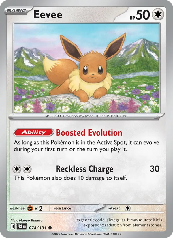 Eevee 74 — Prismatic Evolutions 74, Holofoil finish