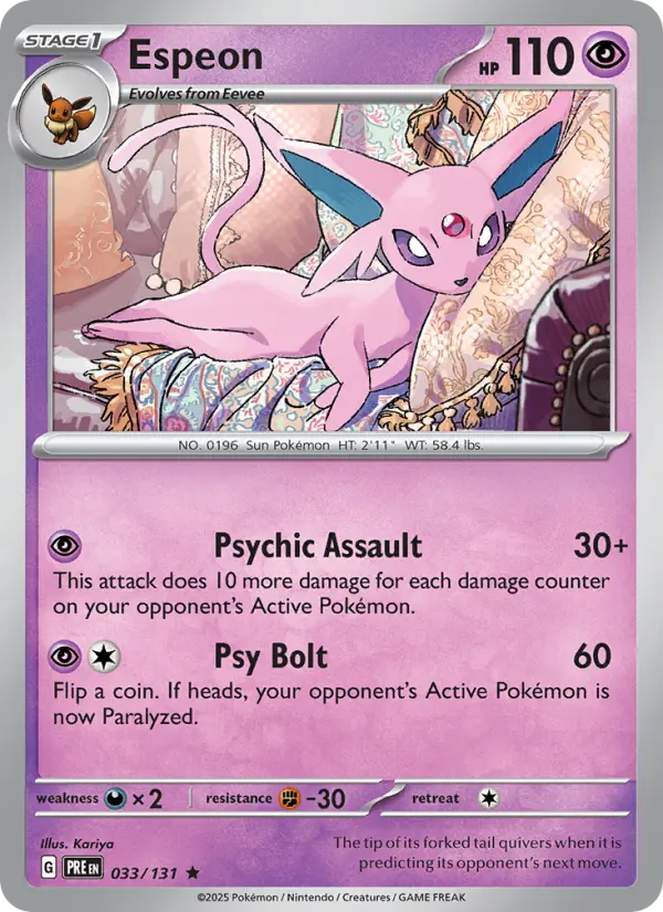 Espeon 33 — Prismatic Evolutions 33, Holofoil finish