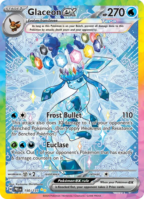 Glaceon ex 150 — Prismatic Evolutions 150, Holofoil finish