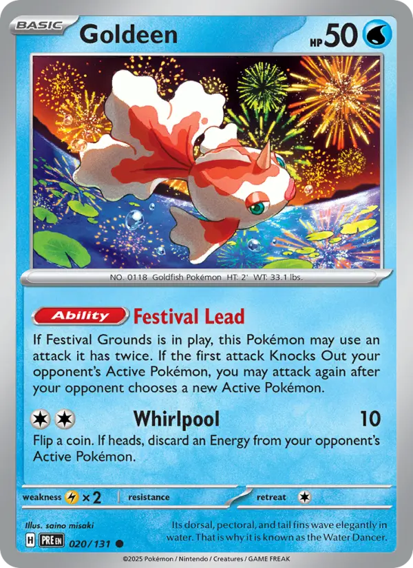 Goldeen 20 — Prismatic Evolutions 20, Holofoil finish