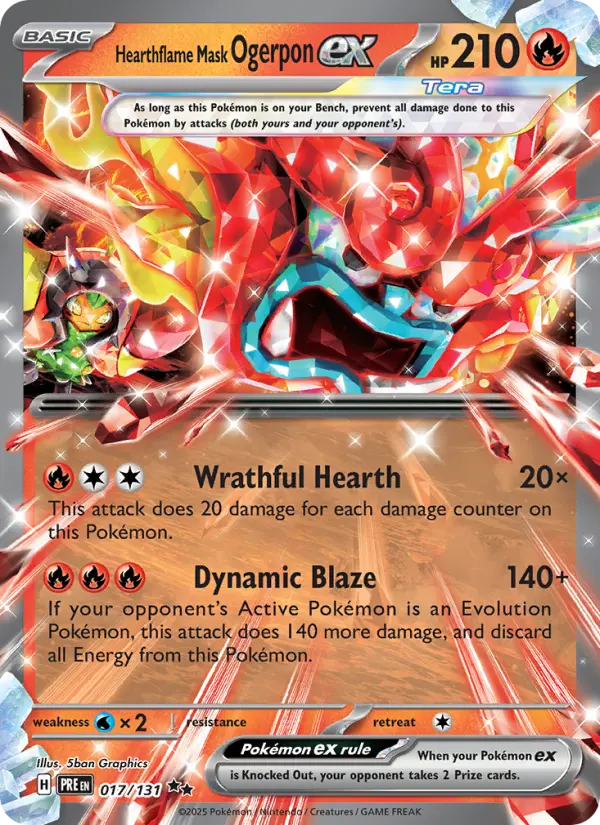 Hearthflame Mask Ogerpon ex 17 — Prismatic Evolutions 17, Holofoil finish