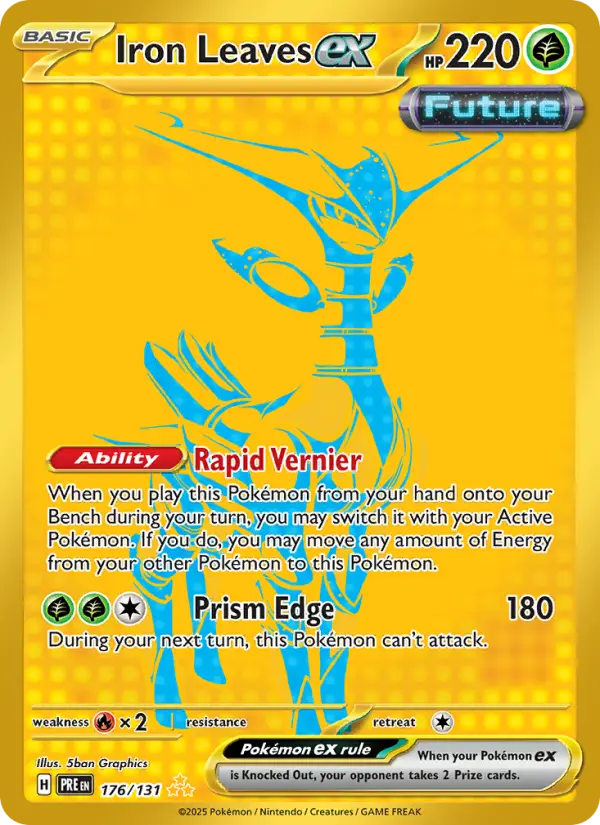 Iron Leaves ex 176 — Prismatic Evolutions 176, Holofoil finish