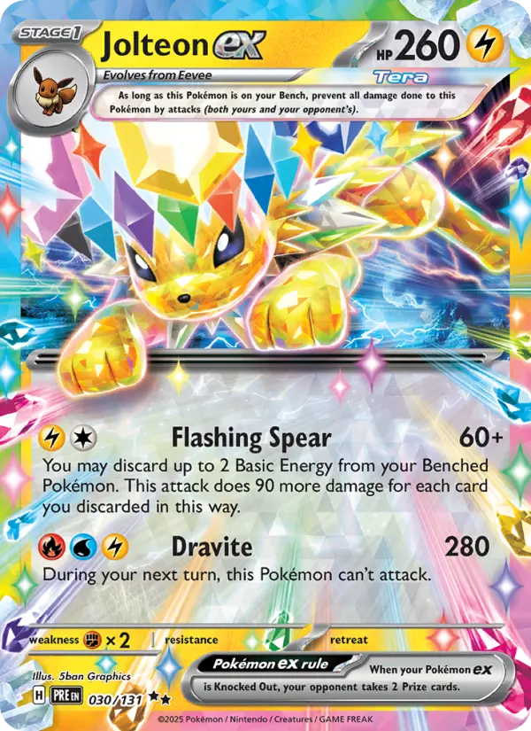 Jolteon ex 30 — Prismatic Evolutions 30, Holofoil finish