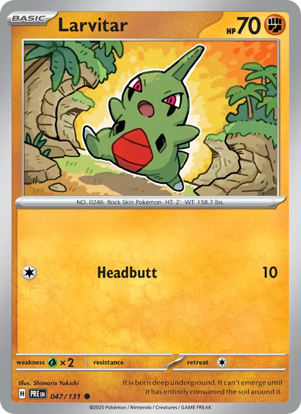 Larvitar 47 — Prismatic Evolutions 47, Holofoil finish