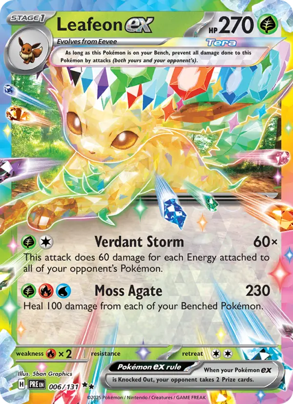 Leafeon ex 6 — Prismatic Evolutions 6, Holofoil finish
