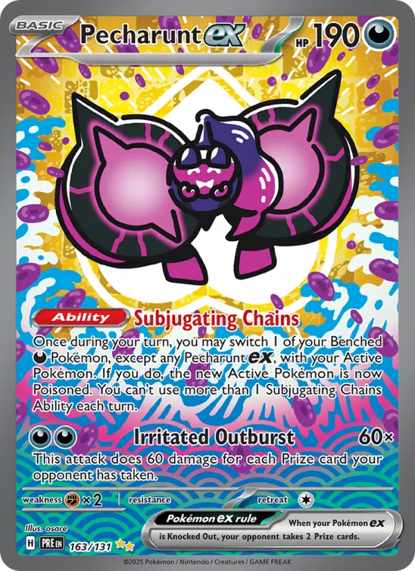 Pecharunt ex 163 card from Prismatic Evolutions