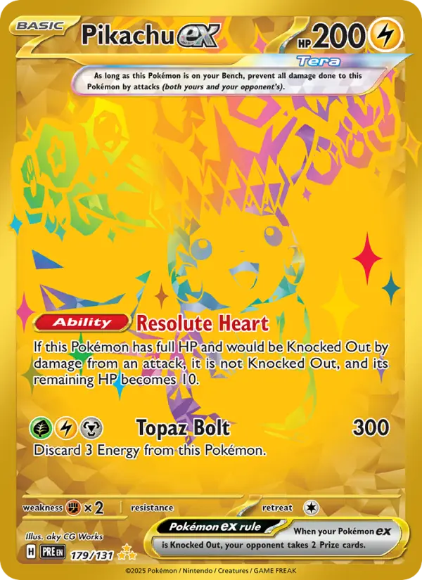 Pikachu ex 179 card from Prismatic Evolutions