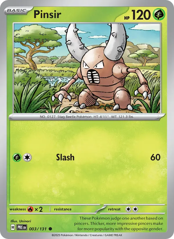 Pinsir 3 card from Prismatic Evolutions