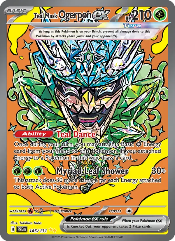 Teal Mask Ogerpon ex 145 — Prismatic Evolutions 145, Holofoil finish