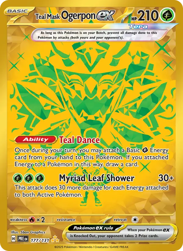 Teal Mask Ogerpon ex 177 — Prismatic Evolutions 177, Holofoil finish