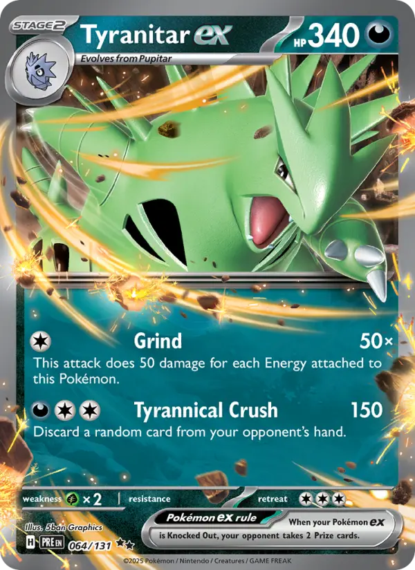 Tyranitar ex 64 — Prismatic Evolutions 64, Holofoil finish