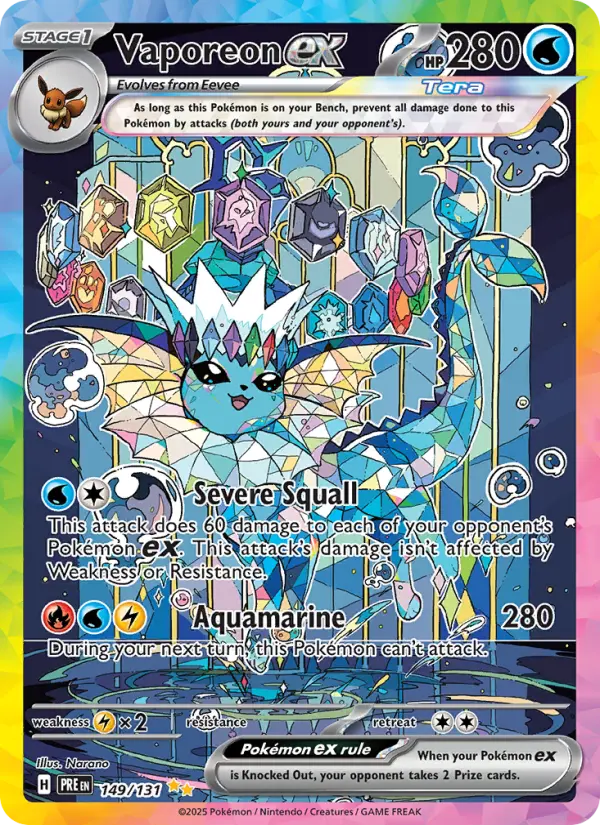 Vaporeon ex 149 — Prismatic Evolutions 149, Holofoil finish