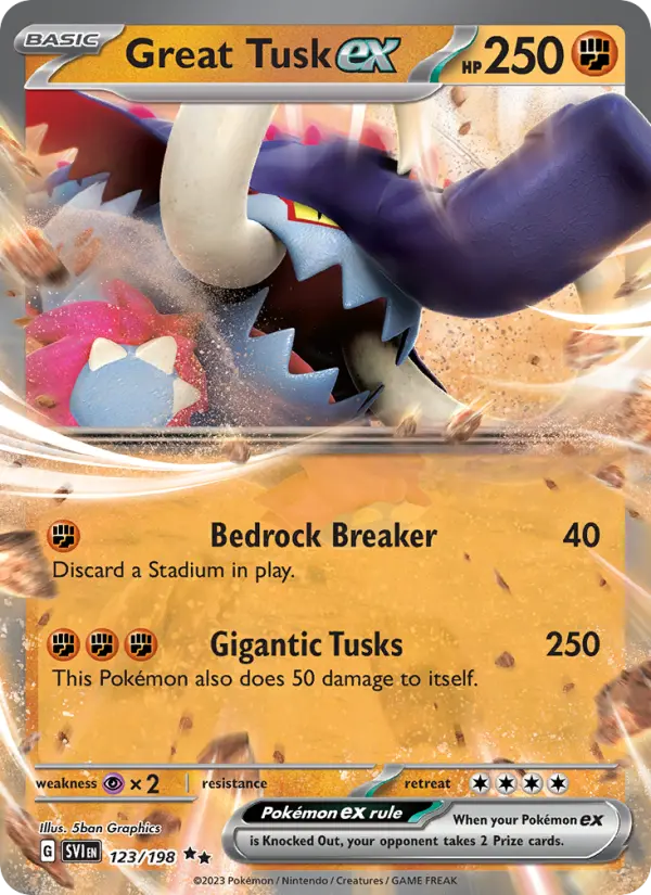 Great Tusk ex 123 card from Scarlet & Violet
