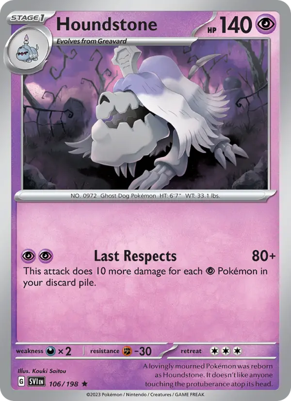 Houndstone 106 card from Scarlet & Violet
