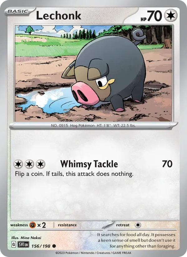 Lechonk 156 card from Scarlet & Violet