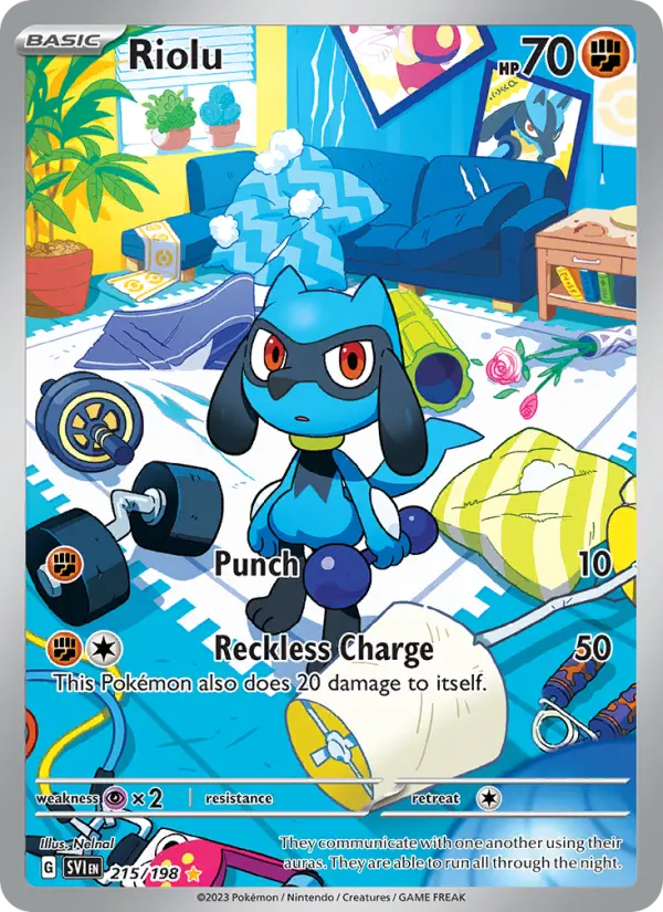Riolu 215 — Scarlet & Violet 215, Holofoil finish