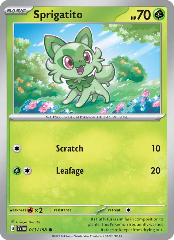 Sprigatito 13 card from Scarlet & Violet