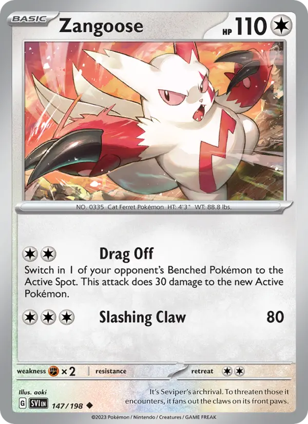 Zangoose 147 card from Scarlet & Violet