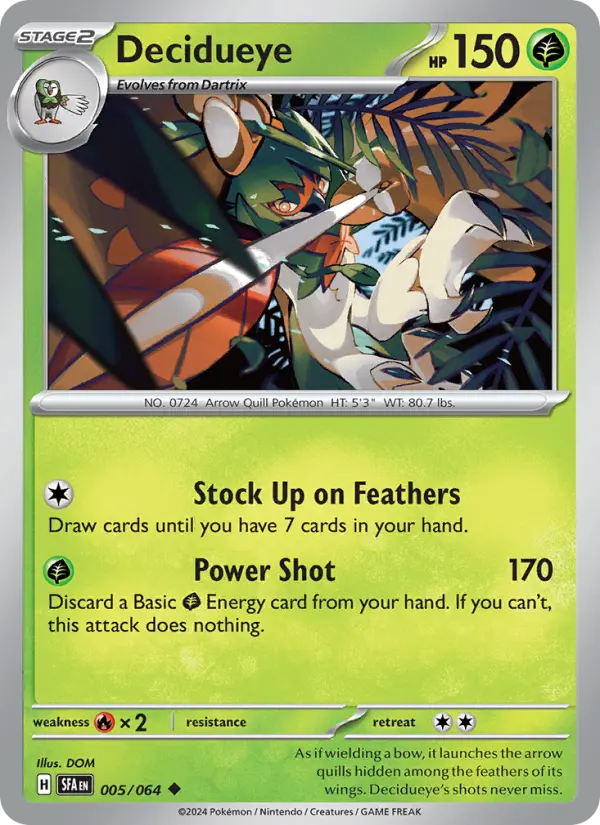 Decidueye 5 — Shrouded Fable 5, Reverse Holofoil finish