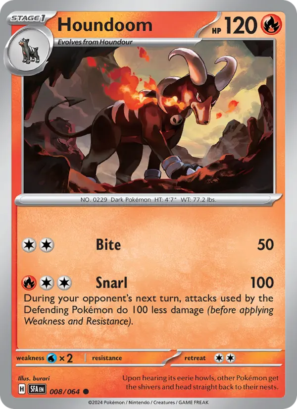 Houndoom 8 — Shrouded Fable 8, Reverse Holofoil finish