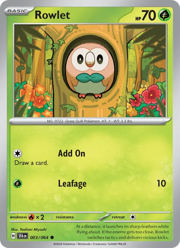 Rowlet 3 — Shrouded Fable 3, Reverse Holofoil finish