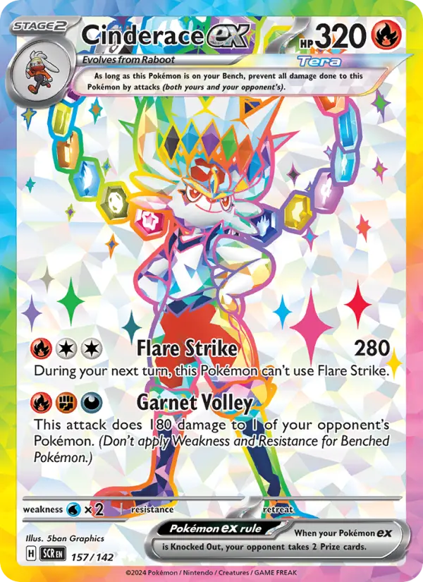 Cinderace ex 157 card from Stellar Crown