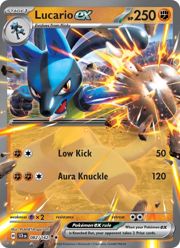 Lucario ex 82 — Stellar Crown 82, Holofoil finish