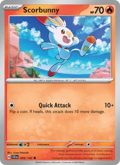 Scorbunny 26 — shown as an example of the Reverse Holofoil finish