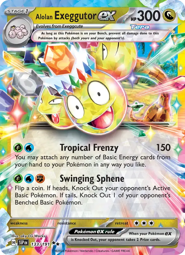 Alolan Exeggutor ex 133 card from Surging Sparks