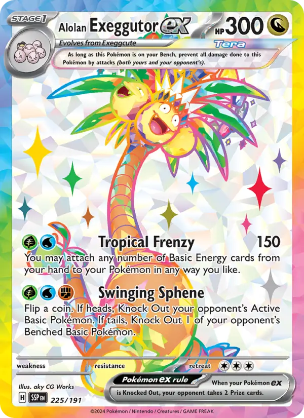 Alolan Exeggutor ex 225 — Surging Sparks 225, Holofoil finish