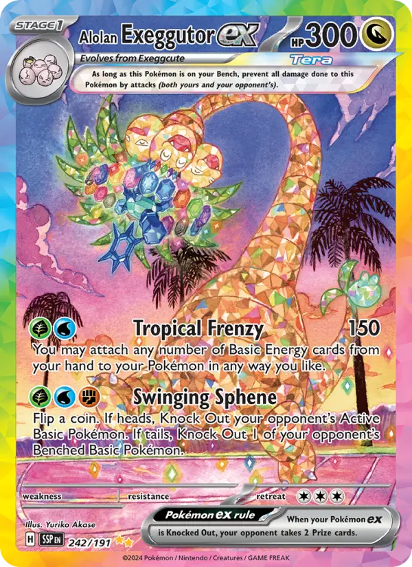 Alolan Exeggutor ex 242 — Surging Sparks 242, Holofoil finish
