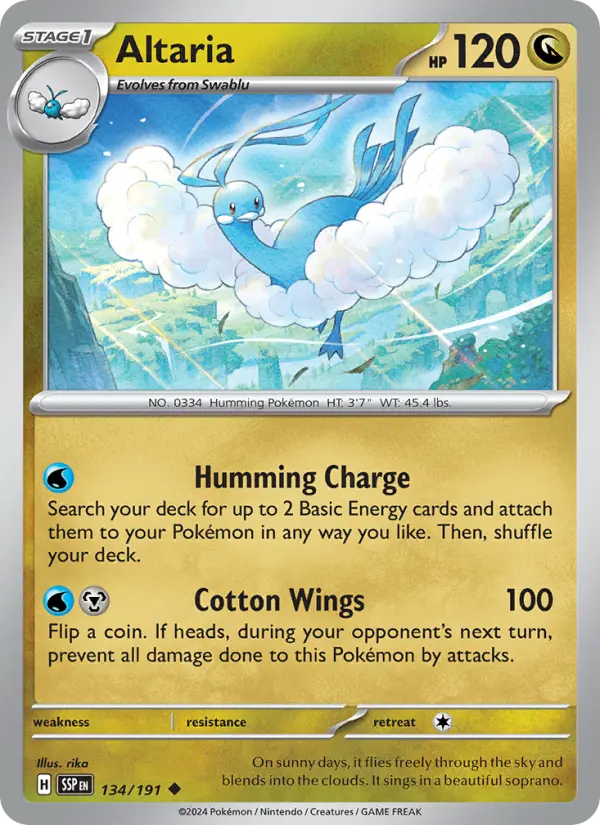 Altaria 134 card from Surging Sparks