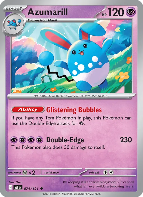 Azumarill 74 — Surging Sparks 74, Normal finish