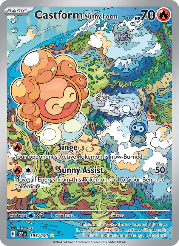 Castform Sunny Form 195 — Surging Sparks 195, Holofoil finish