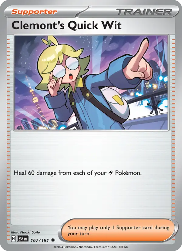 Clemont's Quick Wit 167 card from Surging Sparks