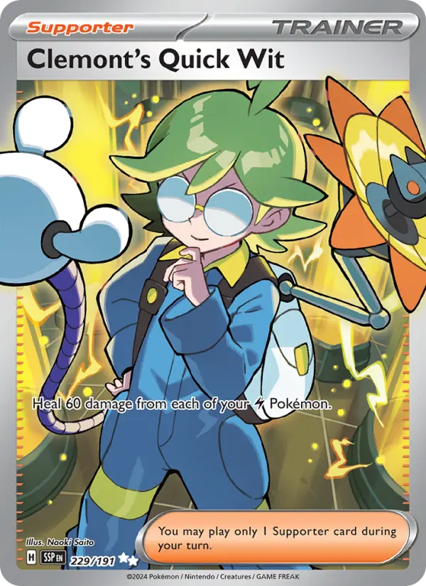 Clemont's Quick Wit 229 — Surging Sparks 229, Holofoil finish